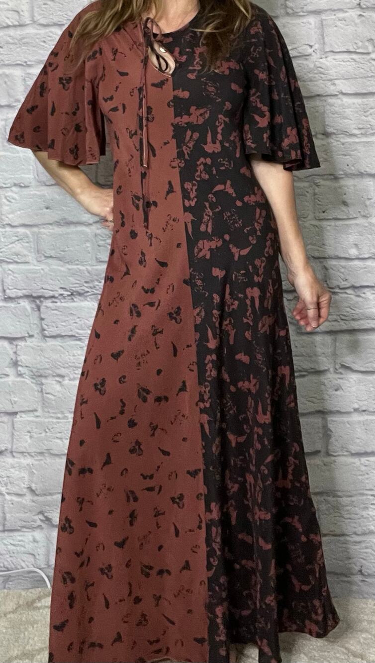 Lee Mathews 'Amalia' Silk Maxi Contrast Dress